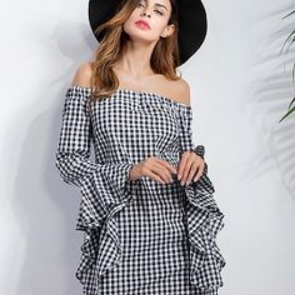 DANCE & MARVEL BLACK/WHITE CHECKED GINGHAM DRESS S - Picture 2 of 8